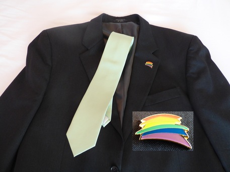 Coat, Tie, and Lapel Pin 